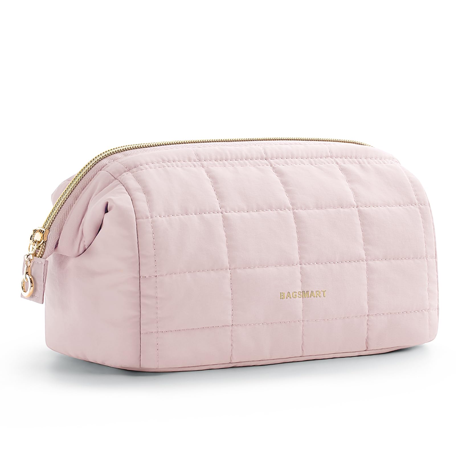 BAGSMART Bolso maquillaje apertura amplia facilita acceso rápido a cosméticos.