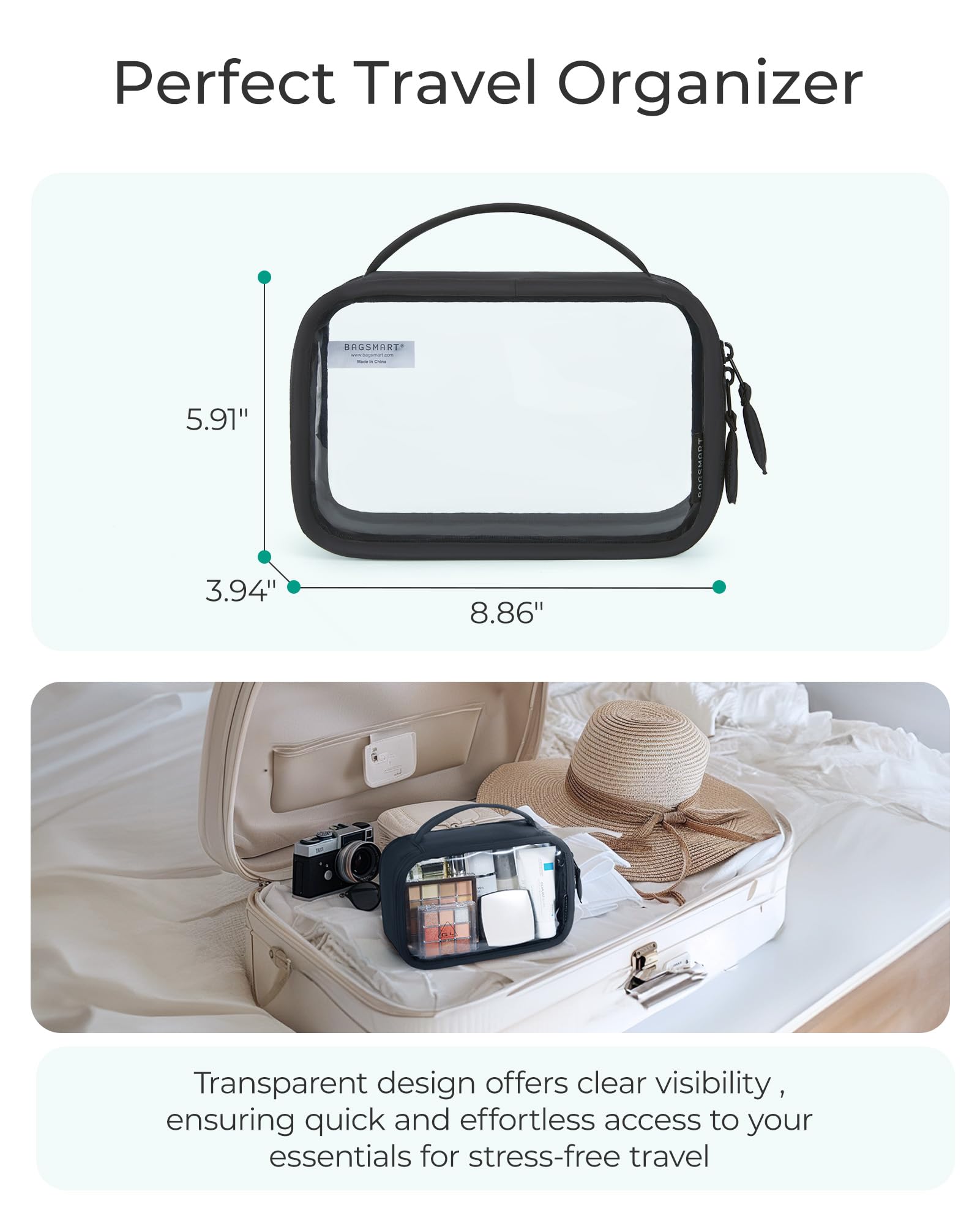BAGSMART costuras reforzadas para mayor durabilidad en viajes.