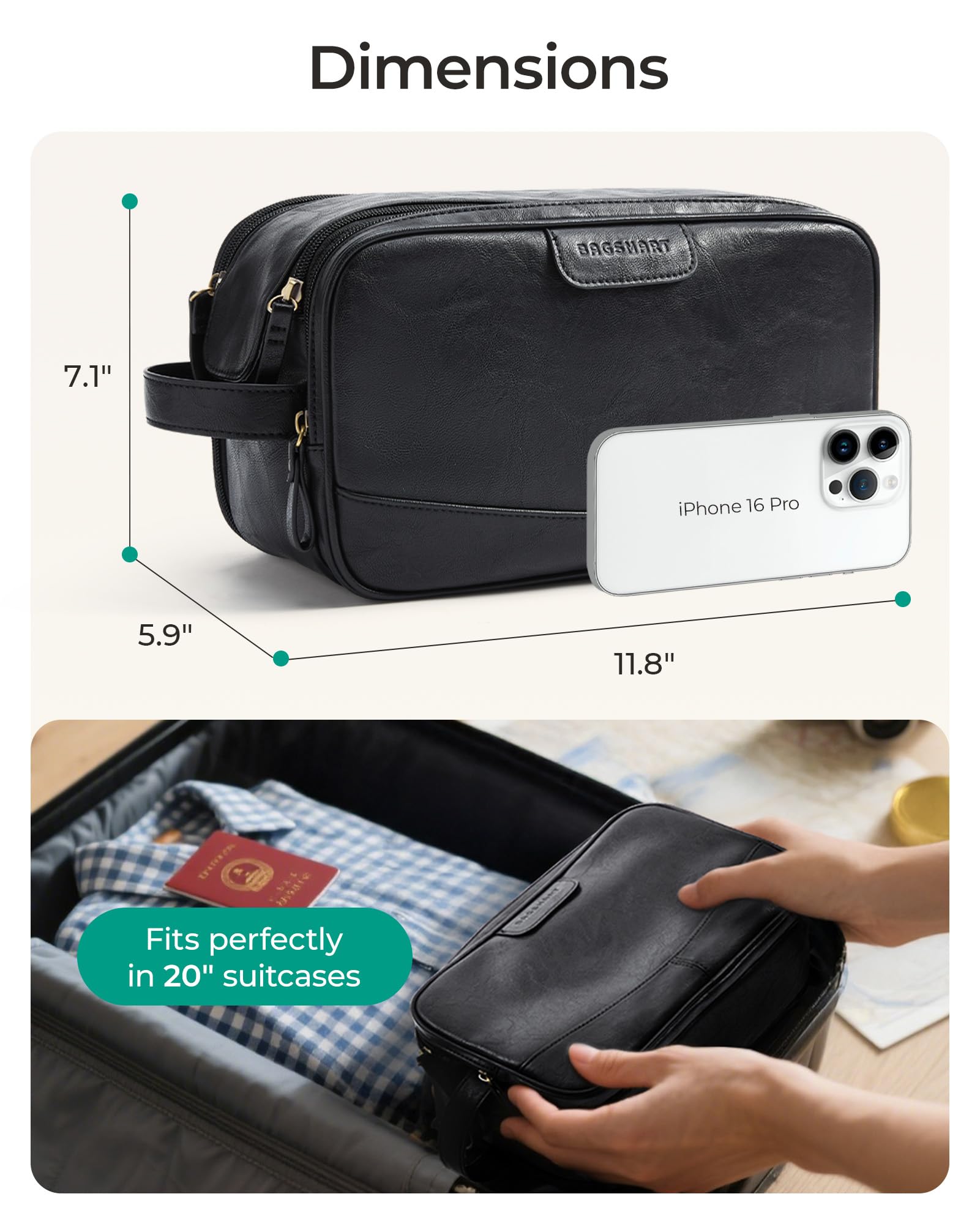 Bagsmart cremallera suave y base reforzada ofrecen durabilidad durante desplazamientos