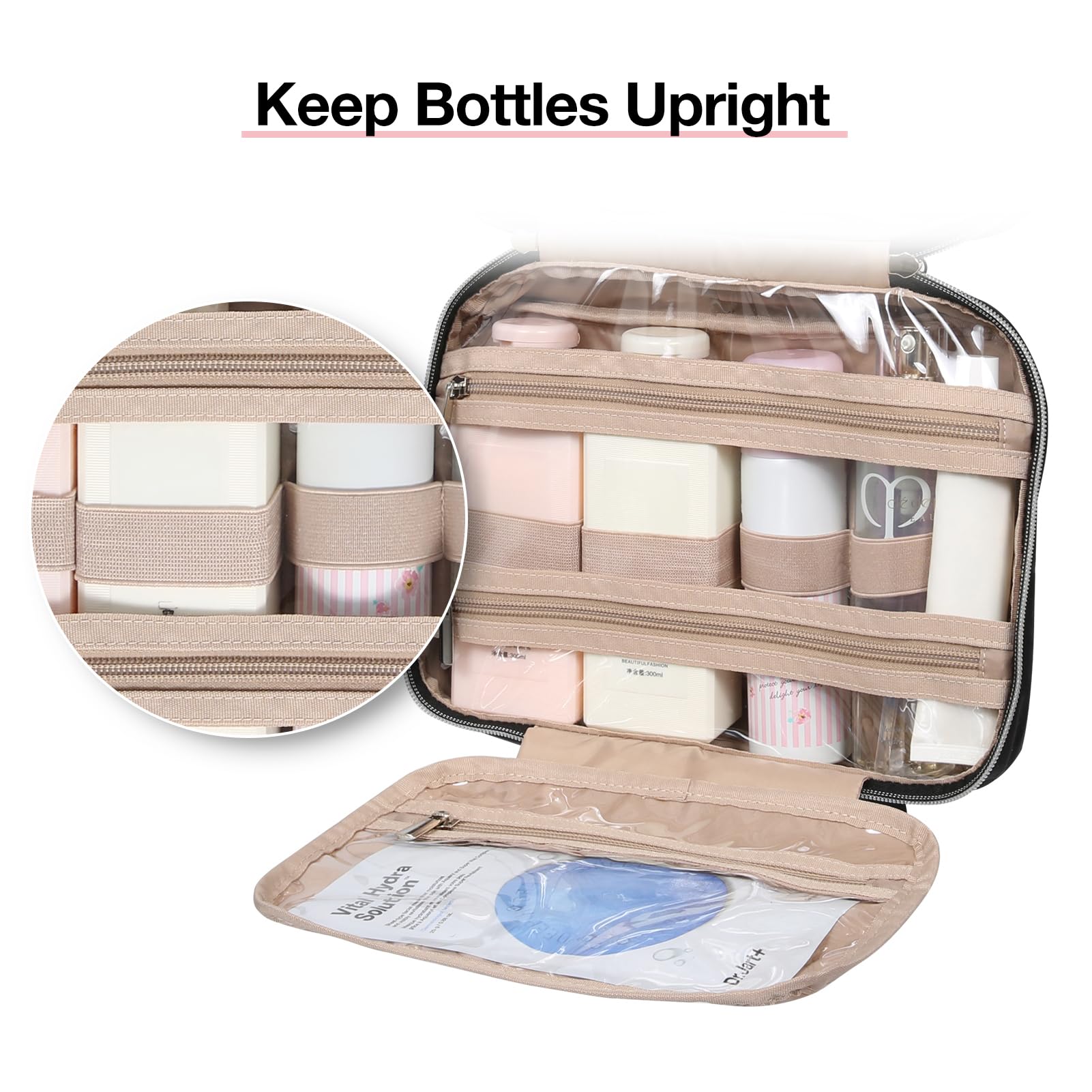 BAGSMART interior-bolsillos-elasticos: mantiene botellas en su lugar.