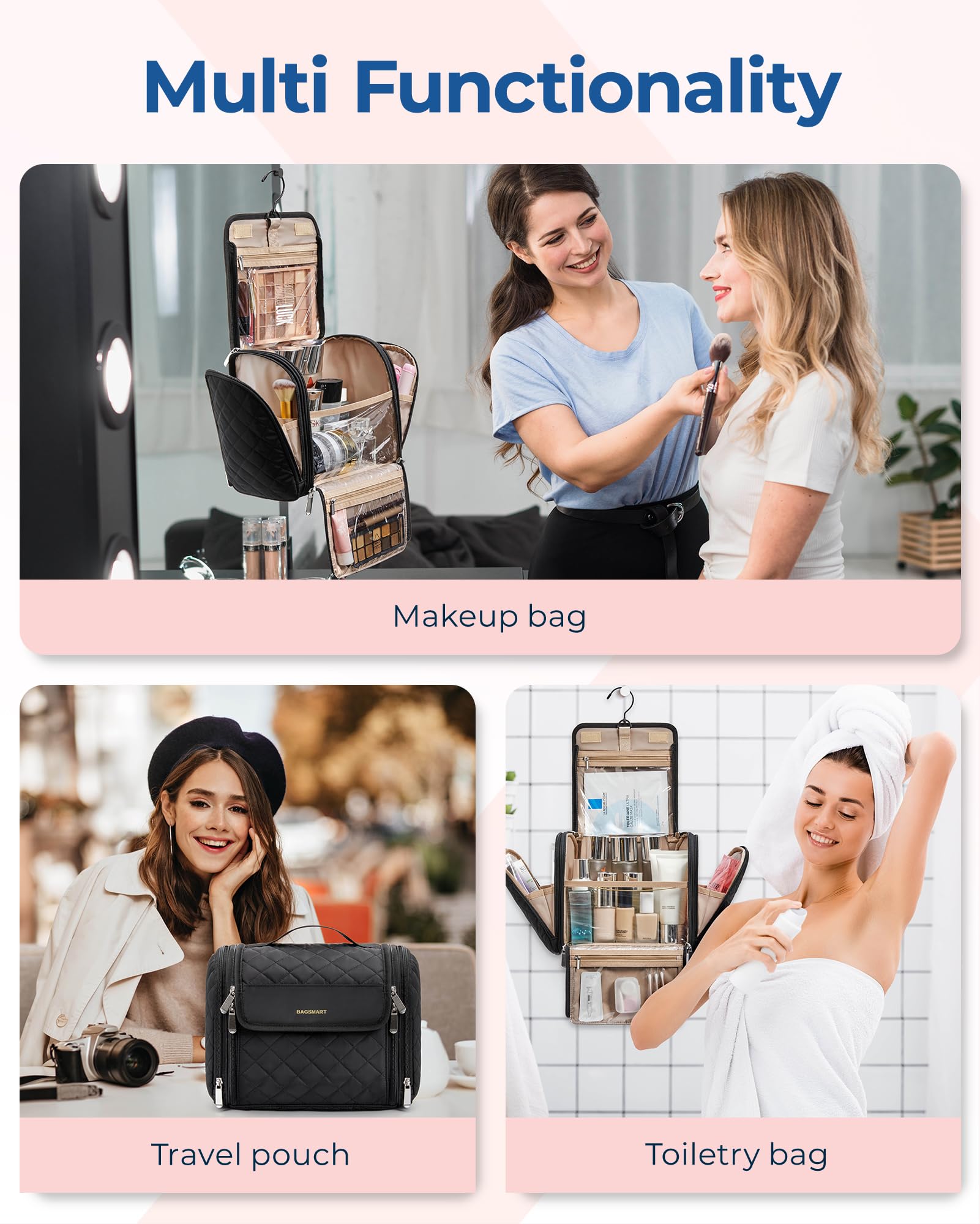 BAGSMART bolsillo lateral derecho para rizadores y peines, organizado y seguro