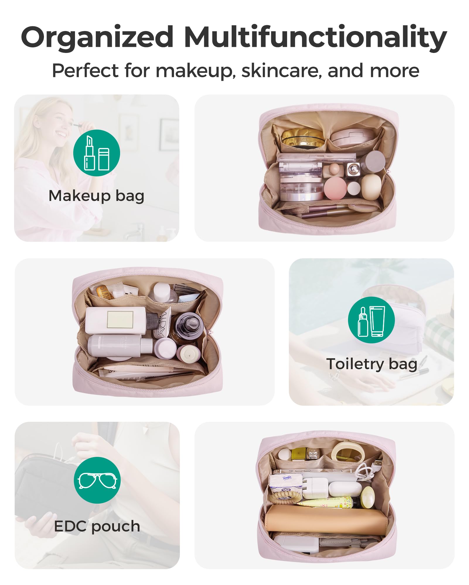 BAGSMART maquillaje lavable y fácil de dejar como nuevo.