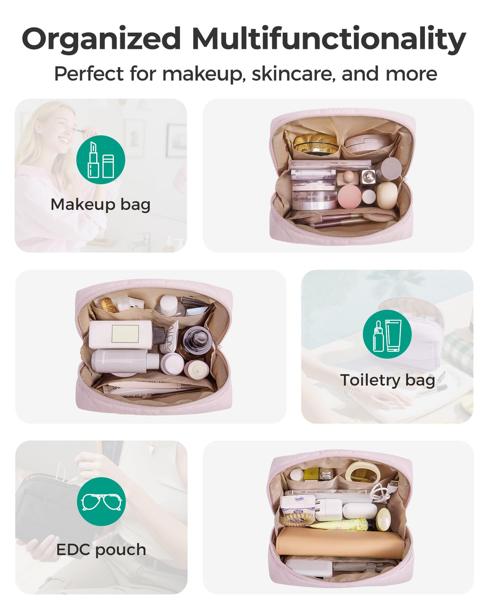 BAGSMART maquillaje lavable y fácil de dejar como nuevo.