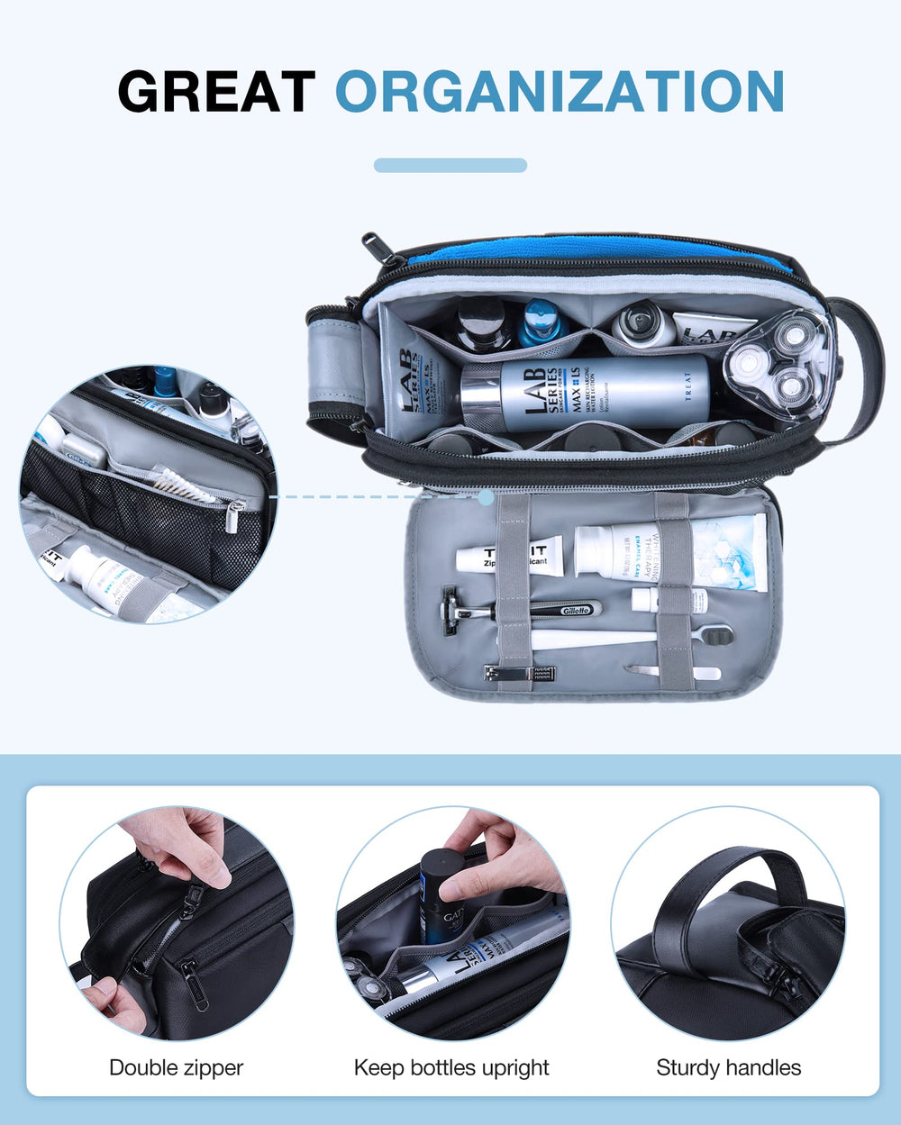 BAGSMART neceser, interior espacioso, mantiene botellas y accesorios en orden.