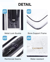 BAGSMART neceser transparente con costuras reforzadas para mayor durabilidad