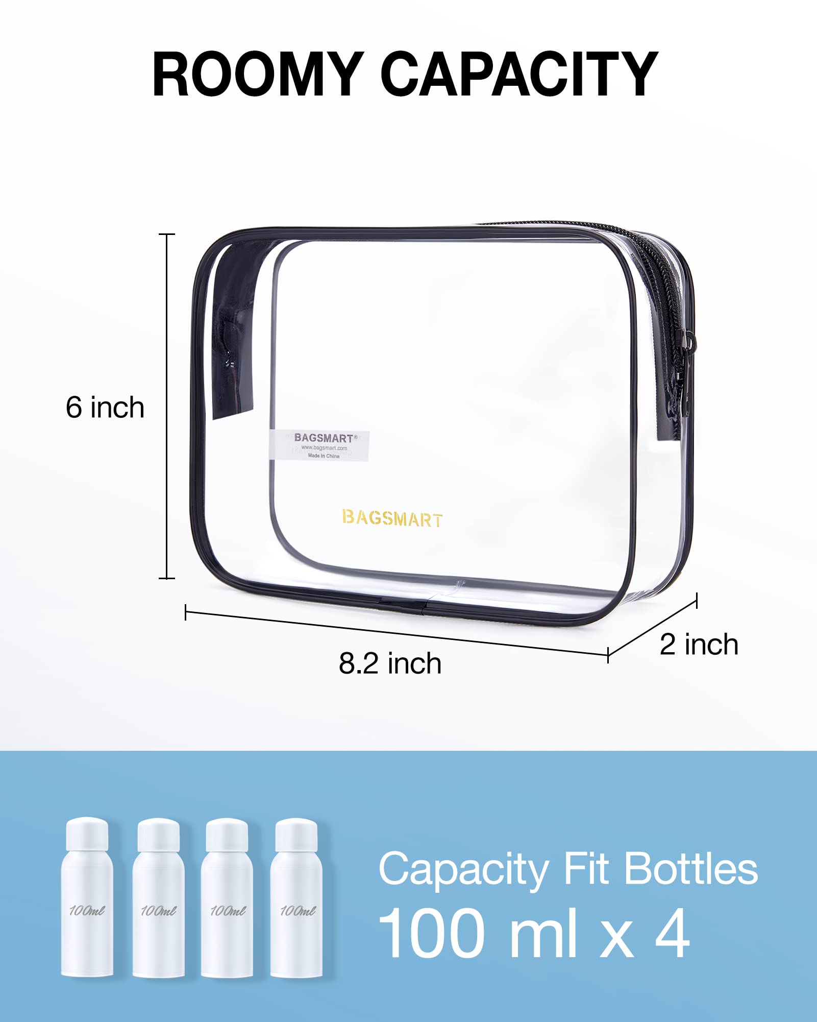 BAGSMART dos unidades transparentes, almacenamiento práctico para viaje