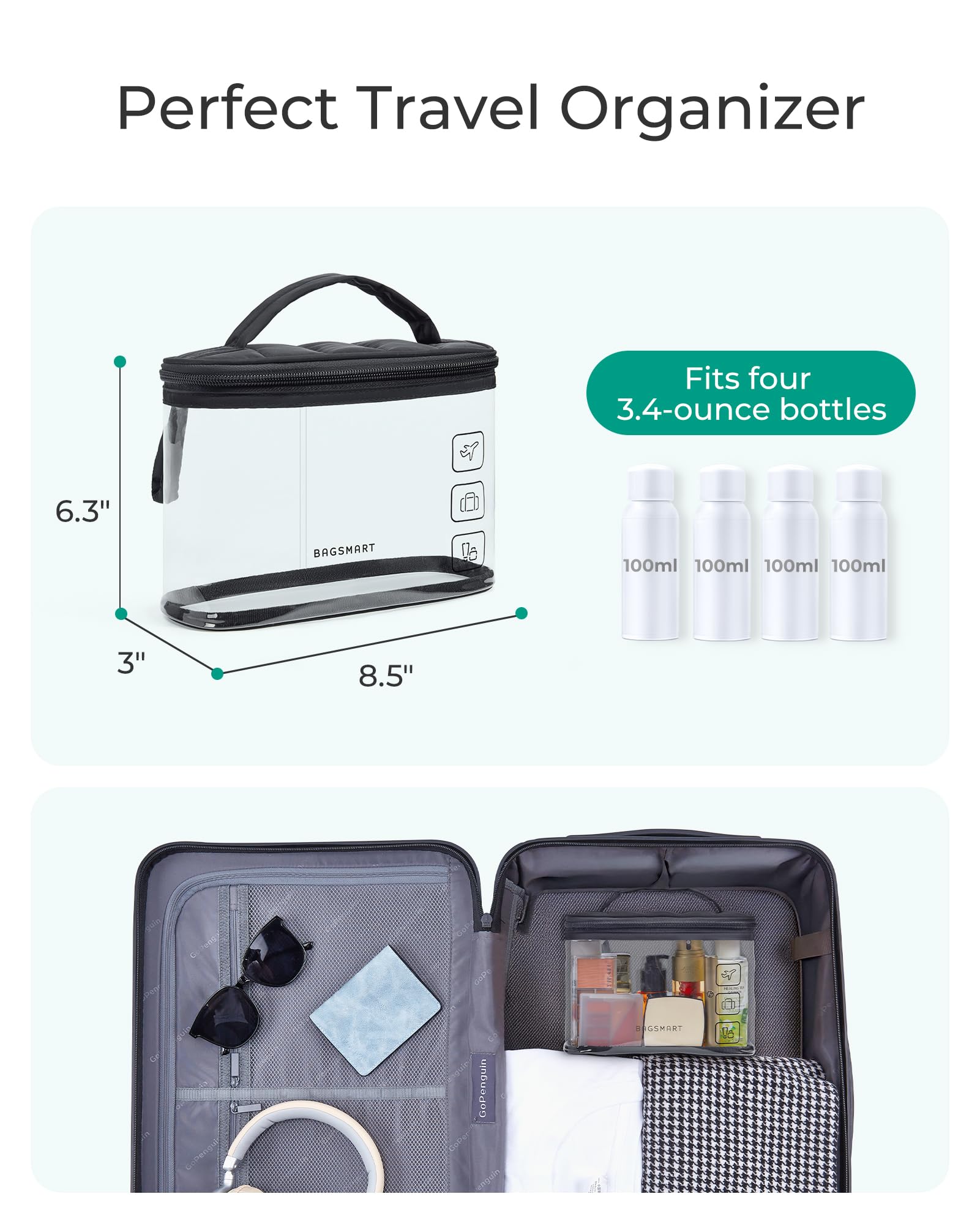 BAGSMART accesorio de viaje versátil para cosméticos y almacenamiento.