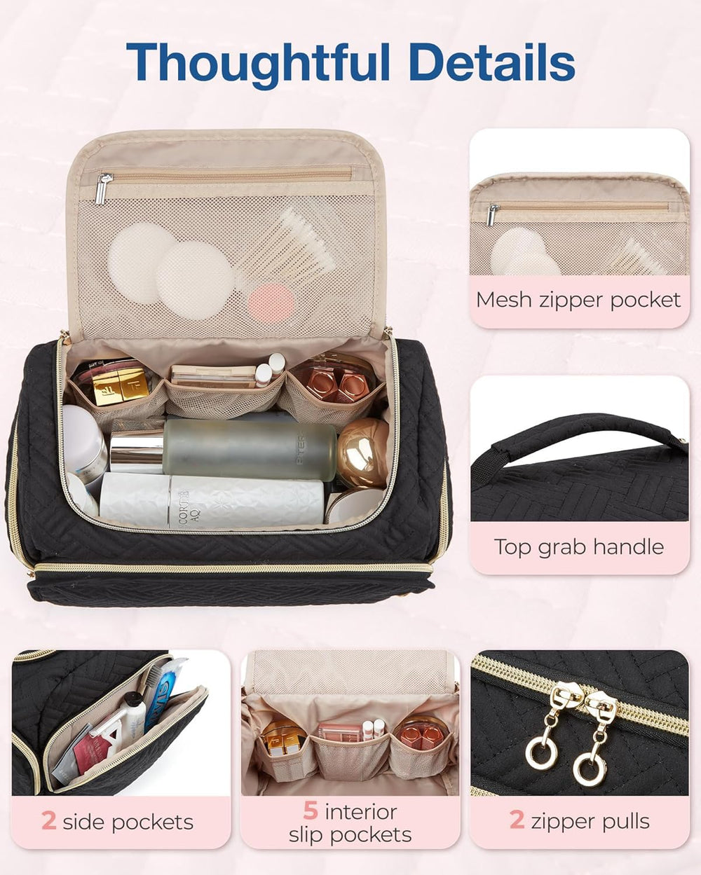Neceser BAGSMART con bolsillos de malla internos para ordenar accesorios