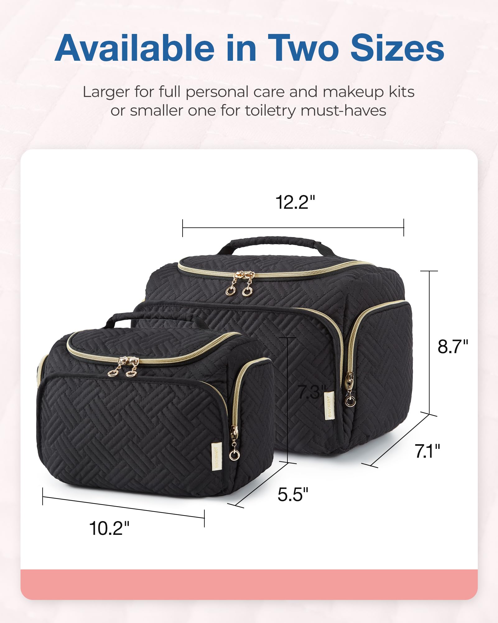 Neceser BAGSMART con doble cremallera para acceso rápido