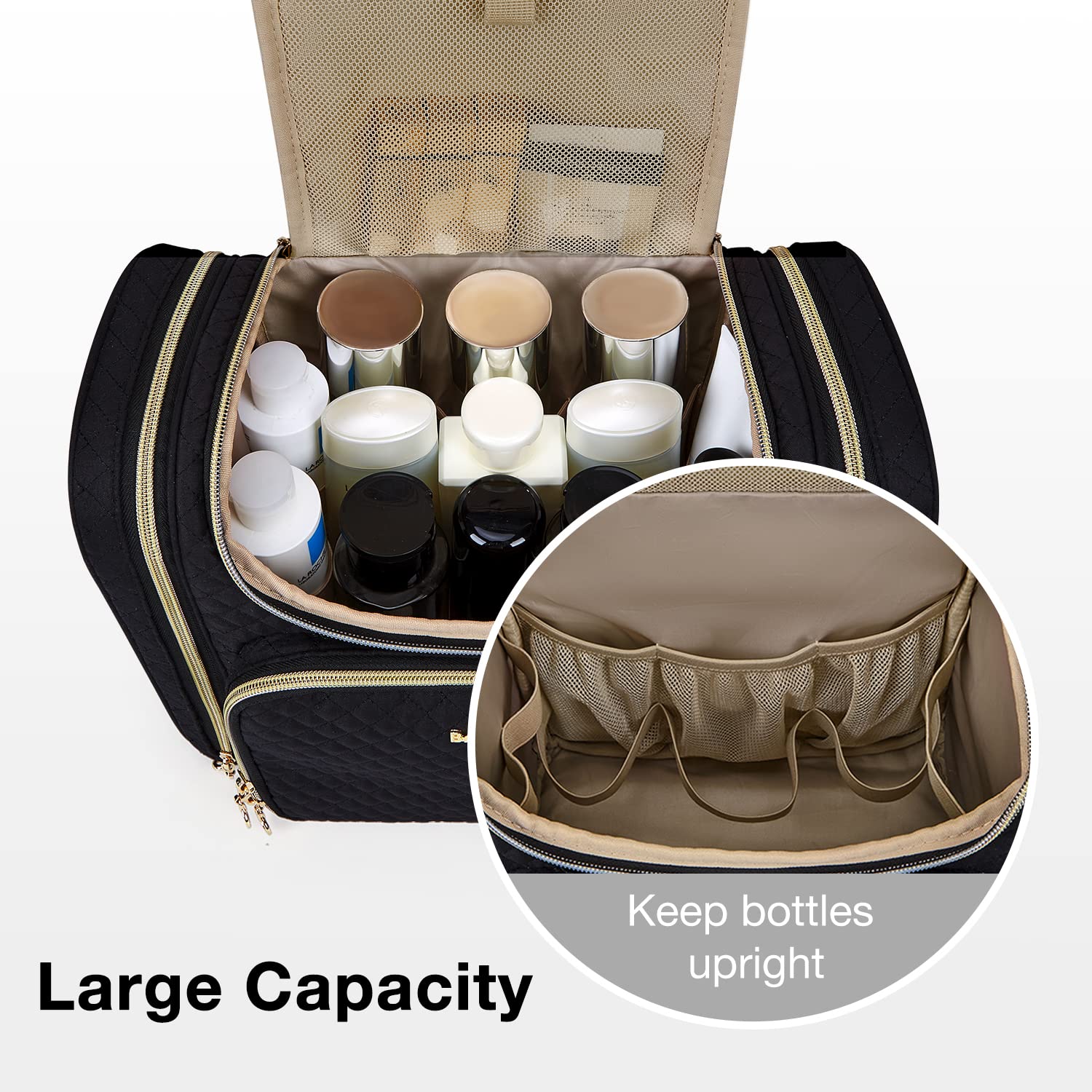 BAGSMART neceser de viaje con gancho 360: cuelga fácilmente en el baño para acceso rápido