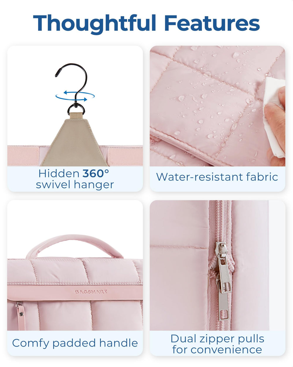 BAGSMART neceser con gancho 360° para colgar