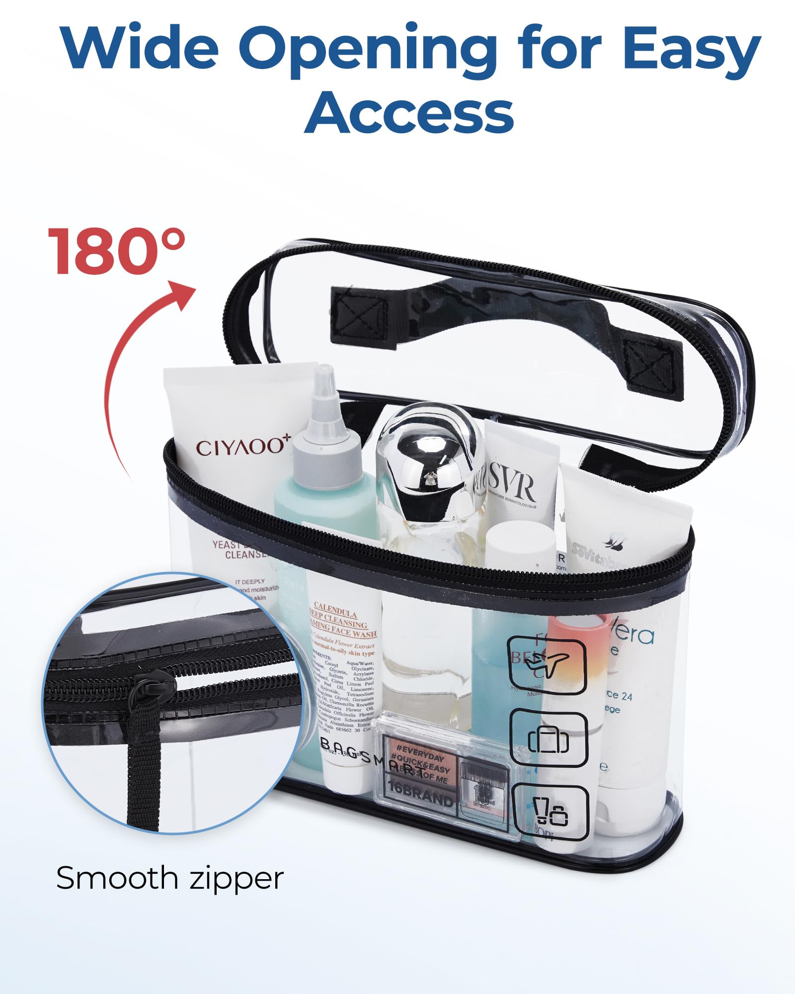 BAGSMART bolsa de PVC impermeable fácil de limpiar y ver su contenido