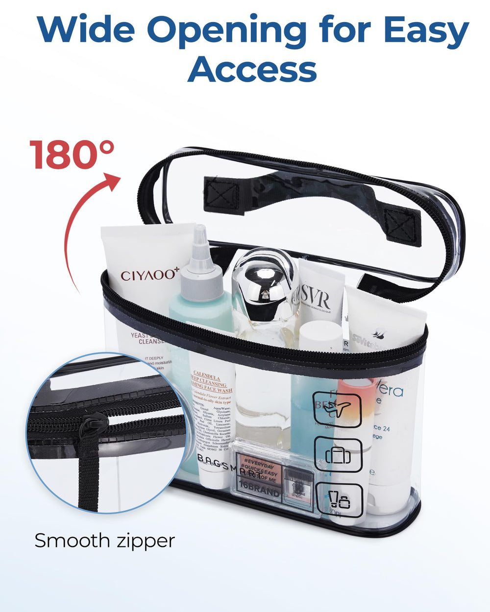 BAGSMART bolsa de PVC impermeable fácil de limpiar y ver su contenido