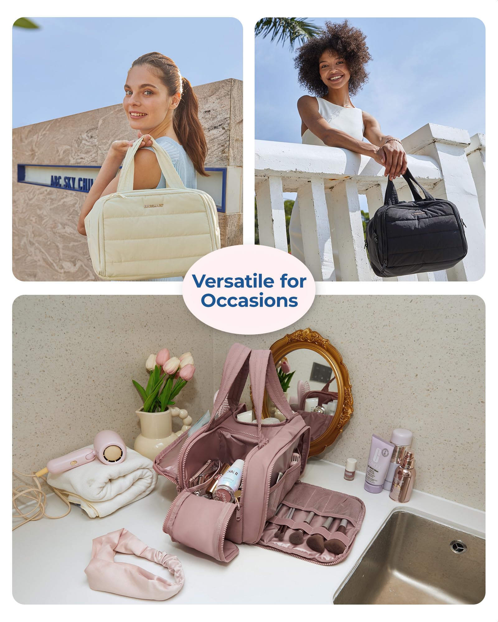 BAGSMART sac de toilette couleur rose foncé – aspect élégant et identifiable.