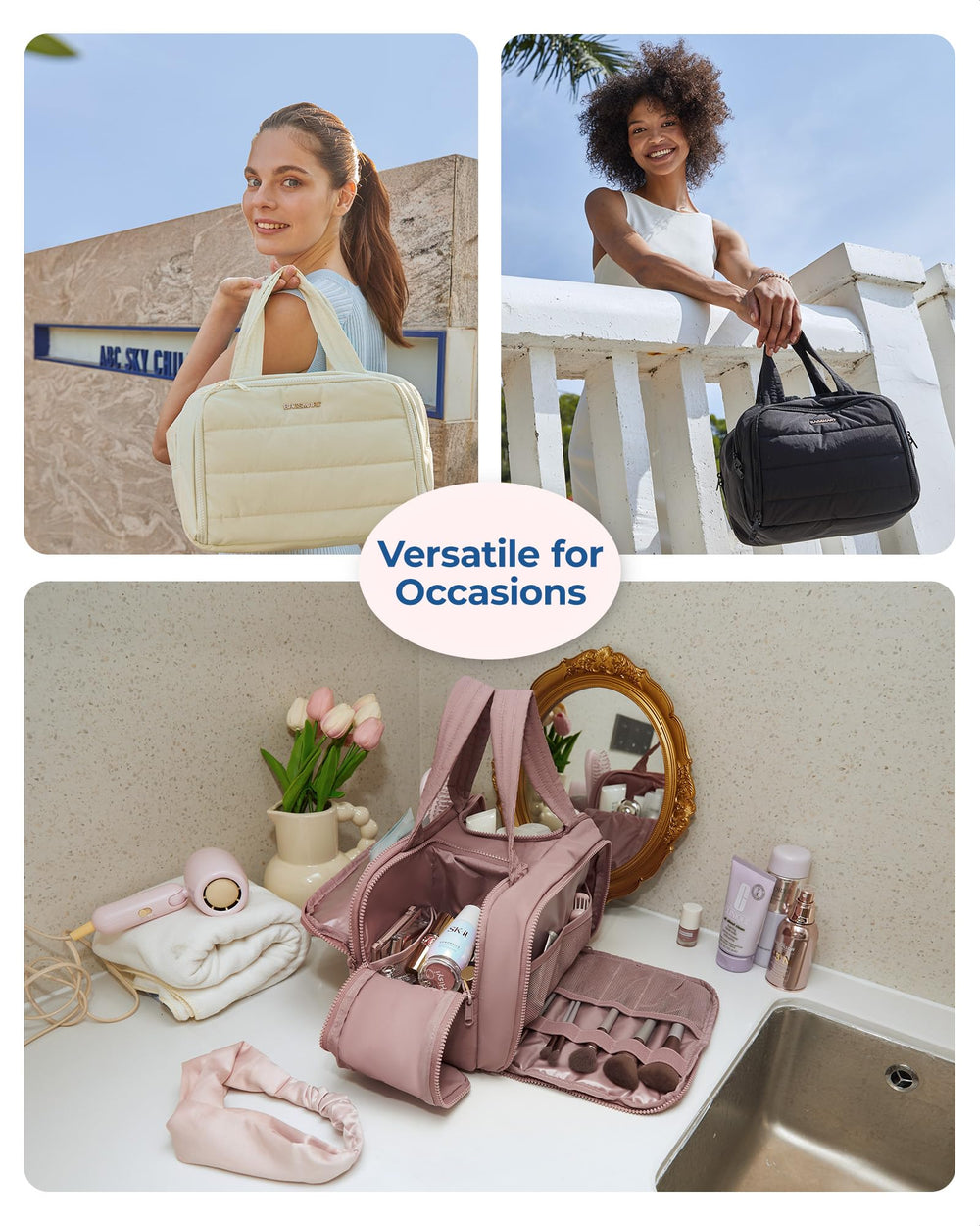 BAGSMART sac de toilette couleur rose foncé – aspect élégant et identifiable.