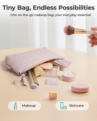 BAGSMART bolsa de maquillaje con textura suave tipo peluche para tacto agradable