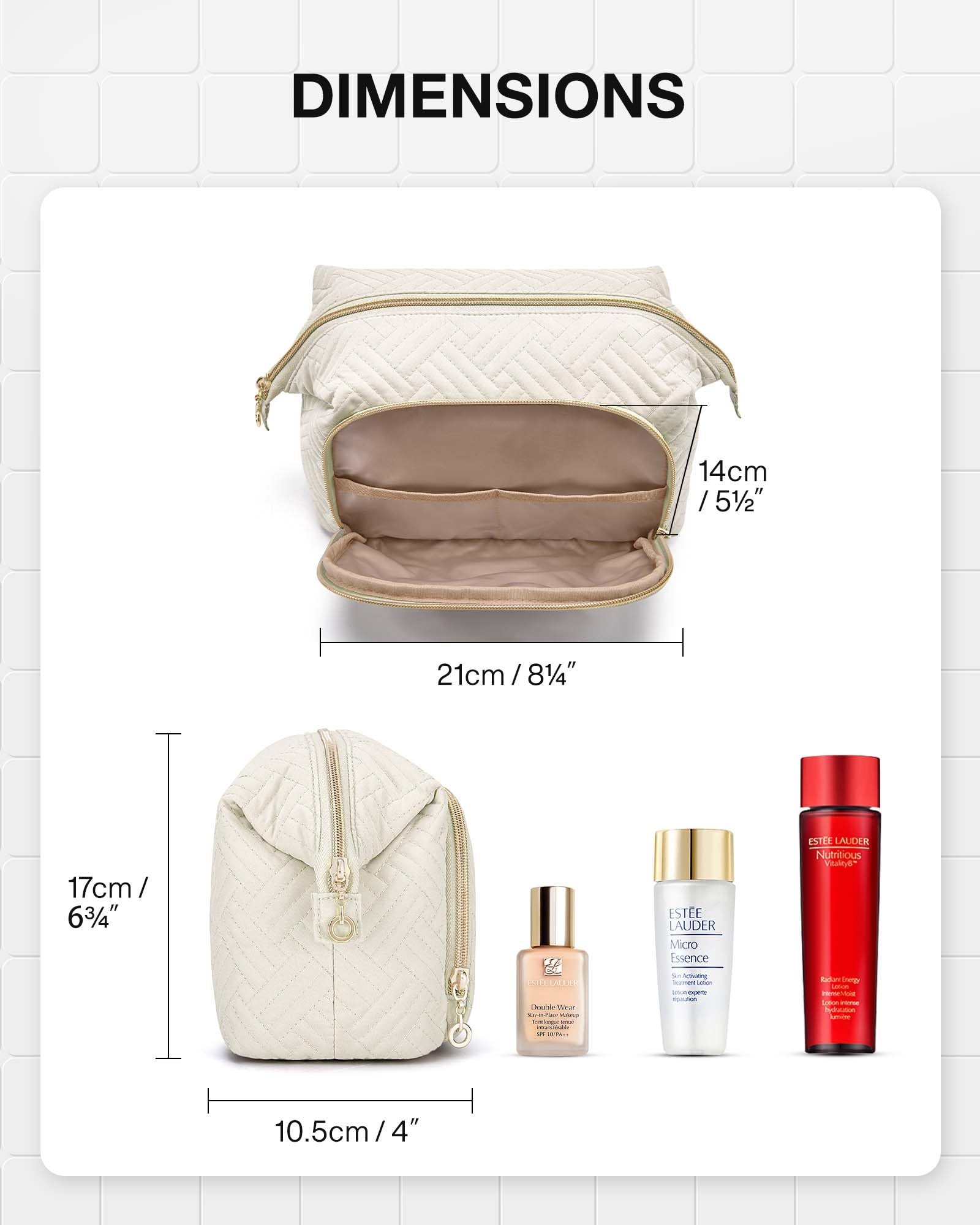 BAGSMART Travel Makeup Bag cremallera metálica elegante y duradera
