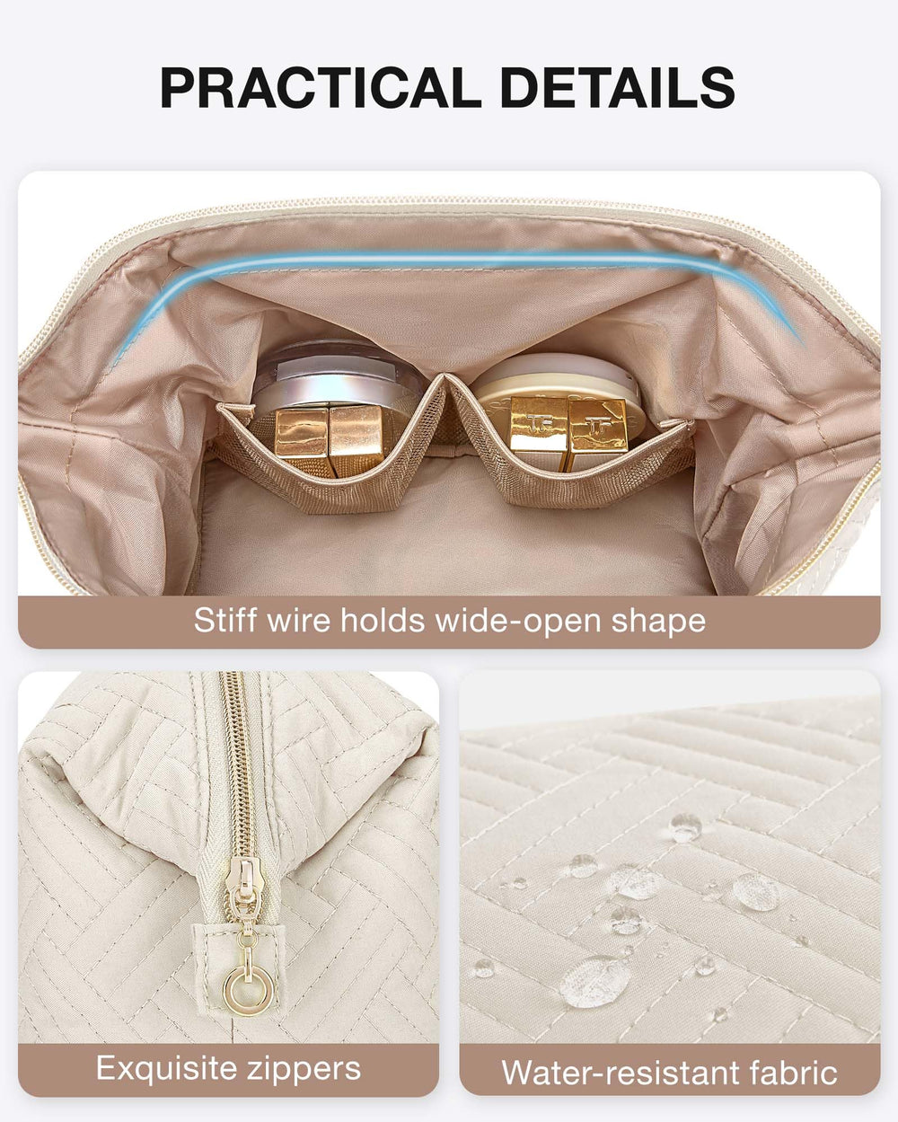 BAGSMART Travel Makeup Bag dimensiones útiles para viajar