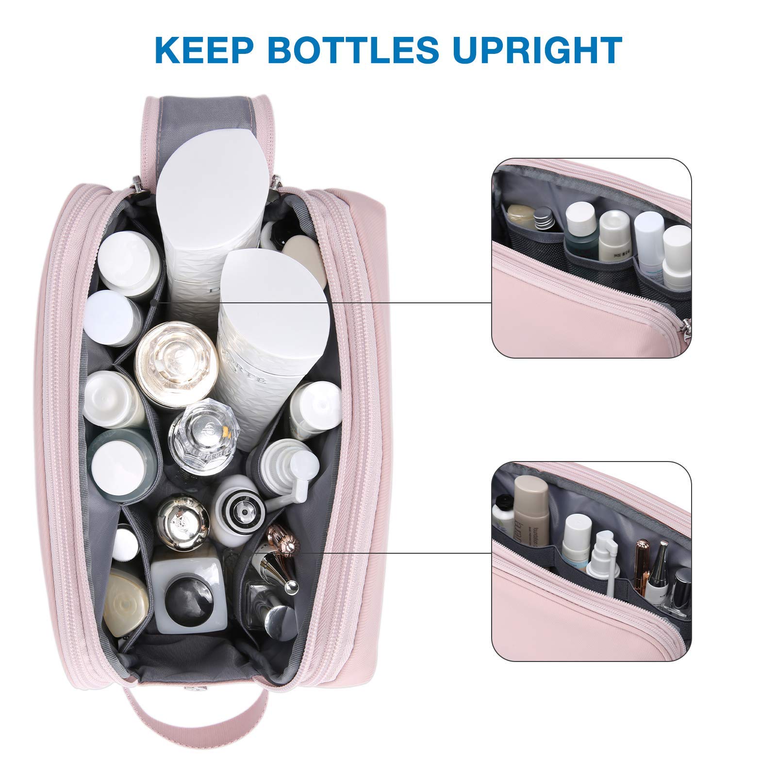 Intérieur BAGSMART rose moyen avec sangles élastiques pour bouteilles debout