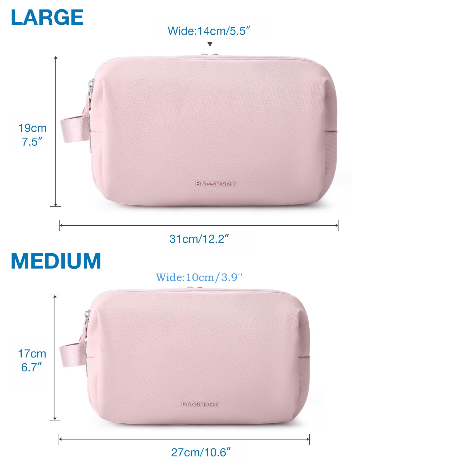 Usage voyage BAGSMART rose moyen sur étagère, indispensable pour les essentiels