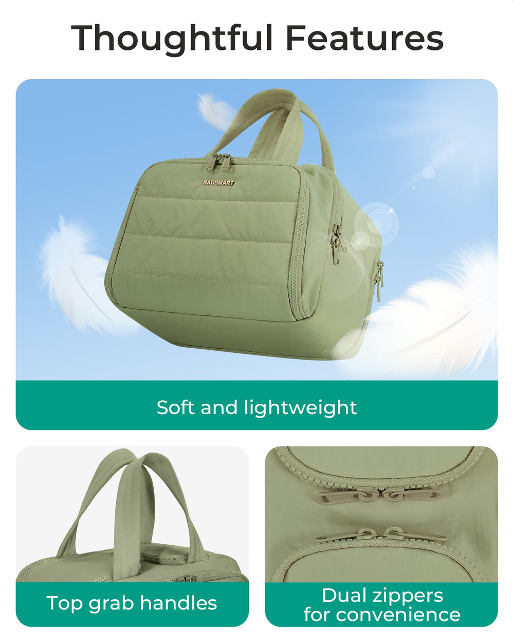Ouverture principale large BAGSMART permet de repérer rapidement les produits.