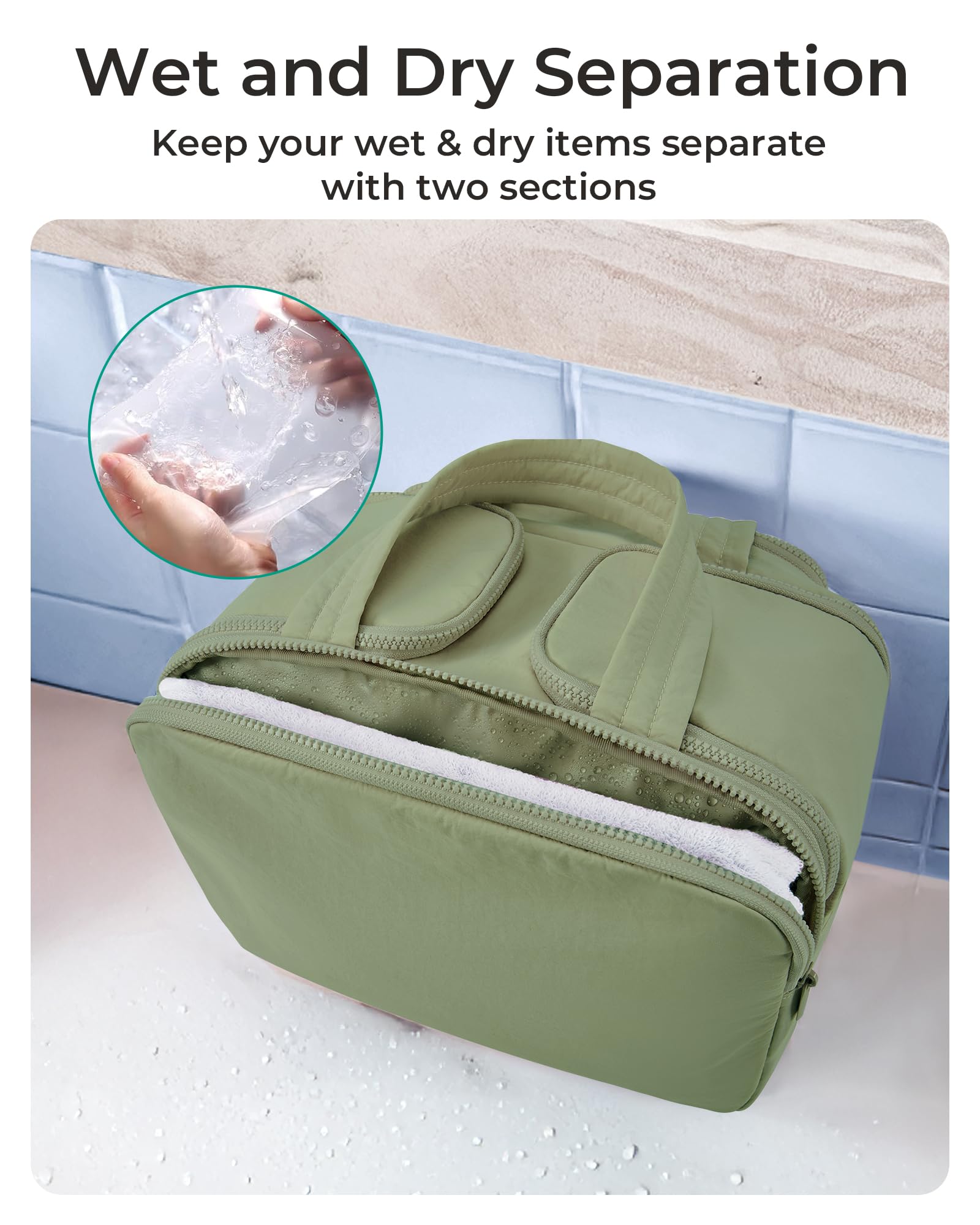 Tissu PVC étanche BAGSMART sépare humide et sec et se nettoie facilement.