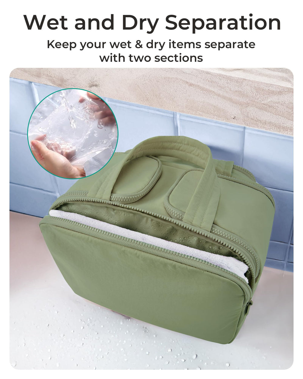 Tissu PVC étanche BAGSMART sépare humide et sec et se nettoie facilement.