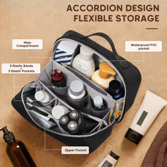 BagUrshion diseño acordeón flexible para organizar artículos de aseo.