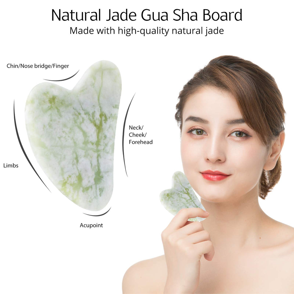 Gua sha BAIMEI IcyMe para modelar mejillas y cuello con presión ascendente.