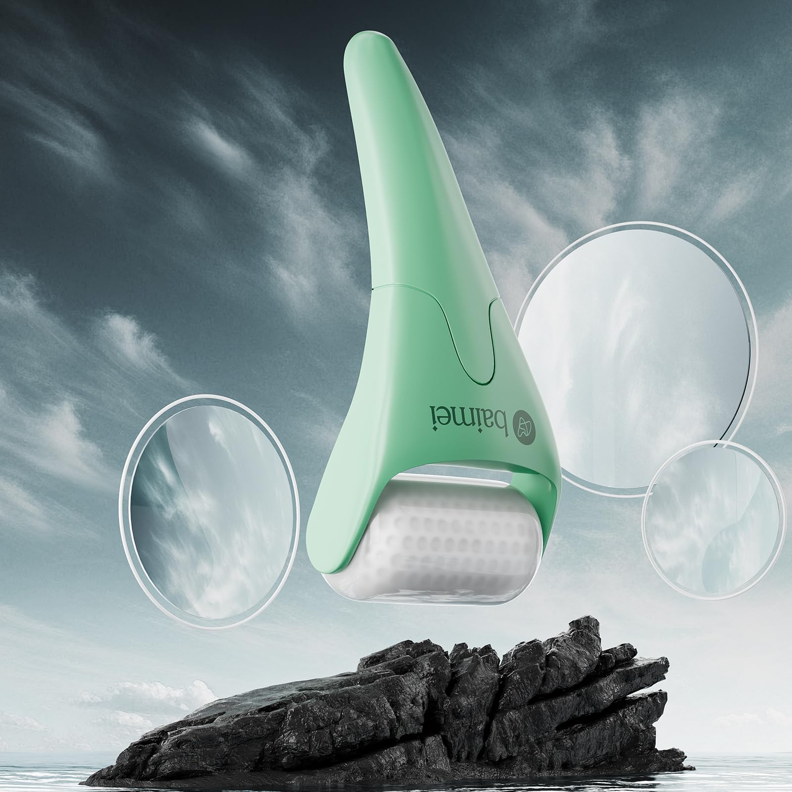 Baimei IcyMe rodillo frío para uso facial en la rutina matutina.
