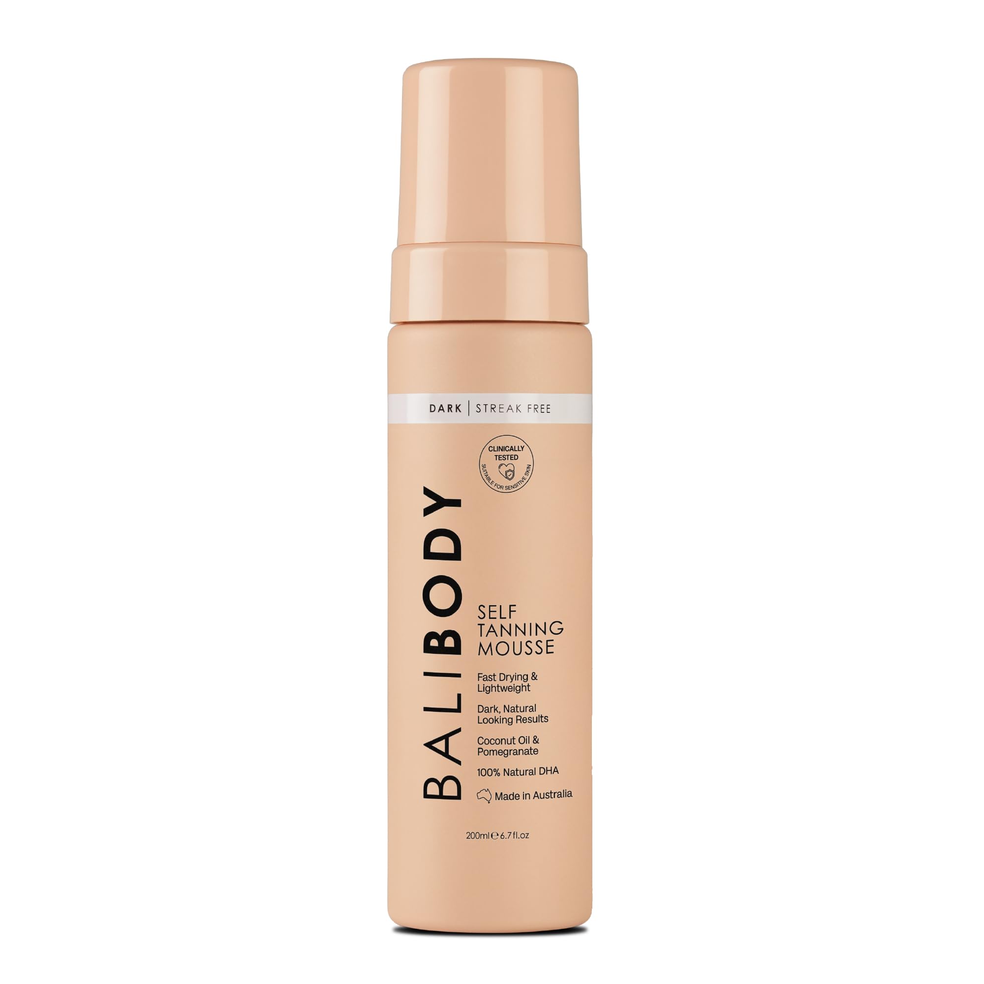 Bali Body Autobronceador Mousse Dark: textura ligera para una aplicación suave y uniforme.
