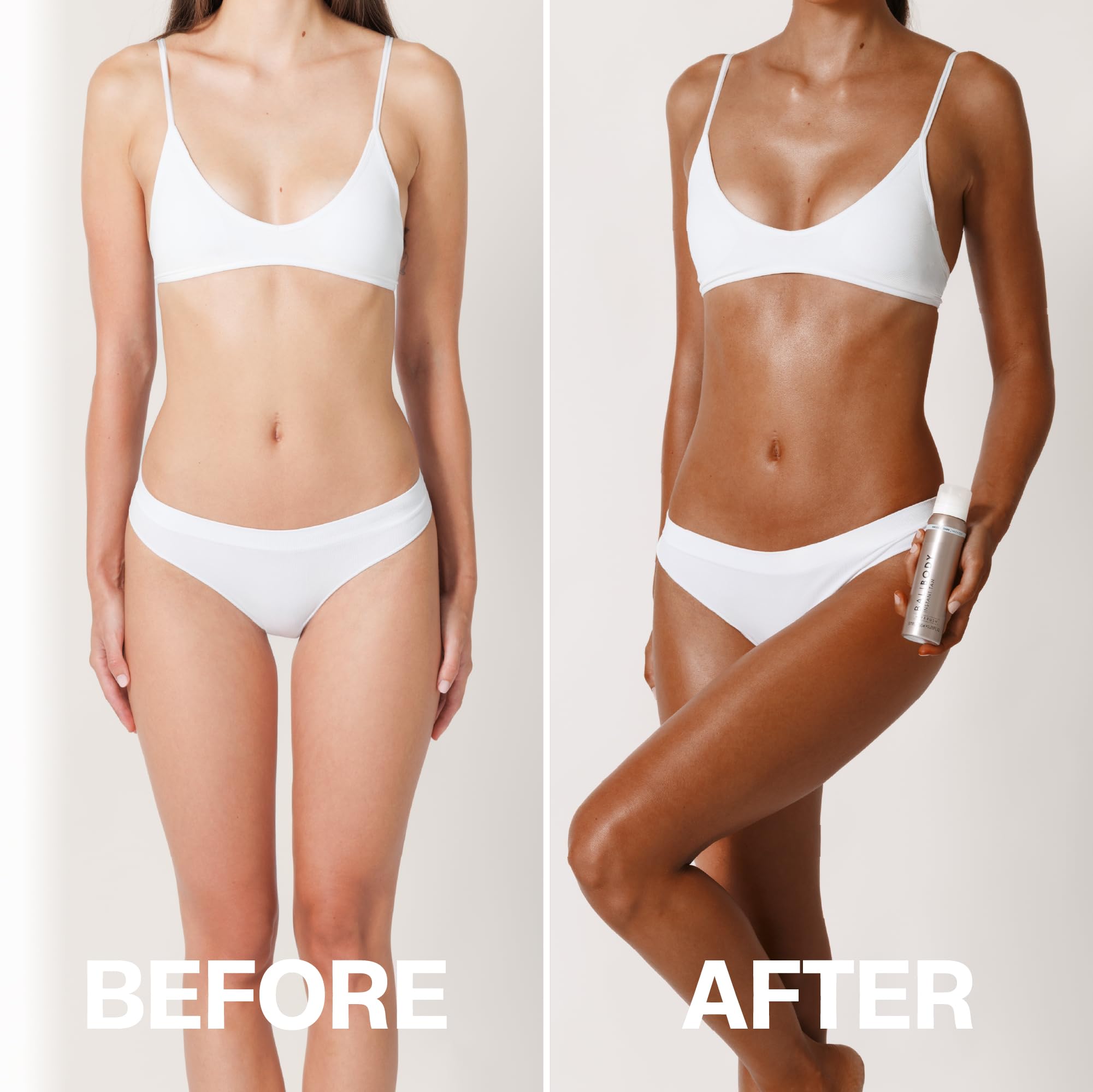 Aplicación rápida de Bali Body bronceado con acabado mate suave.