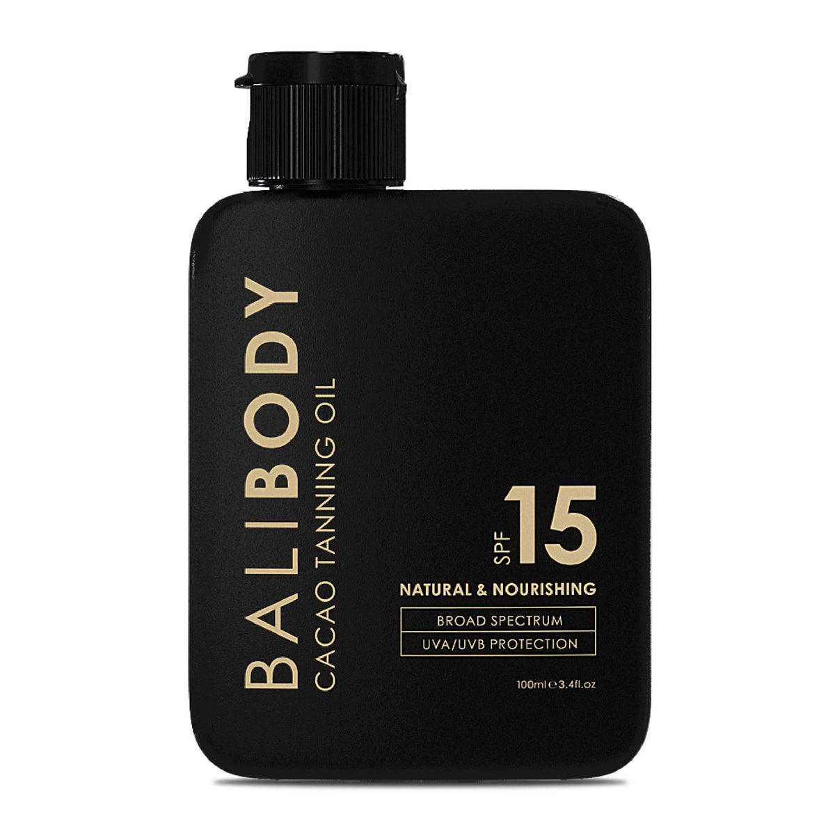 Bali Body Cacao Bronceador Aceite SPF15 con tinte natural para un bronceado suave.