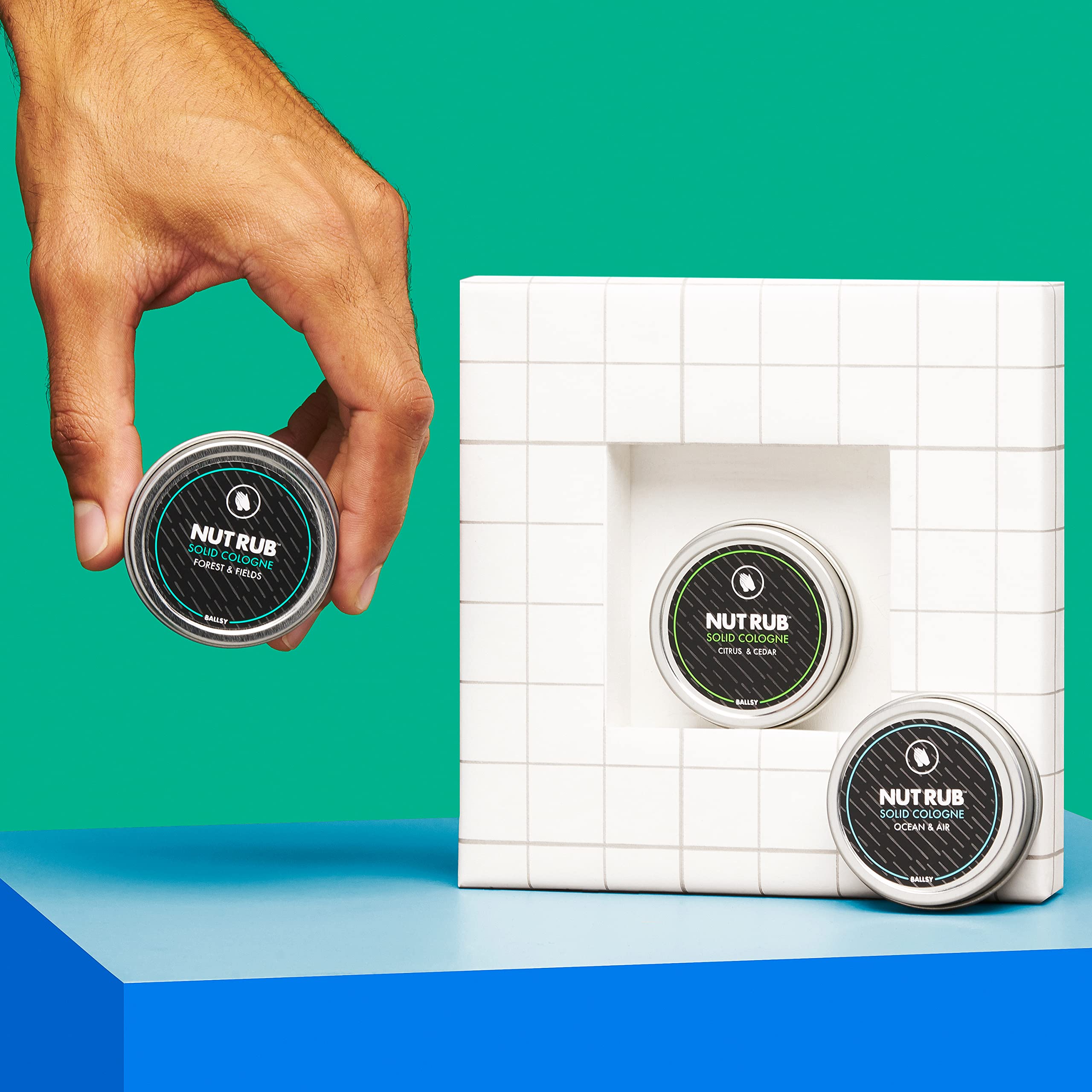 Ballsy Forest Fields scent image communicates day-to-night versatility and mood enhancement