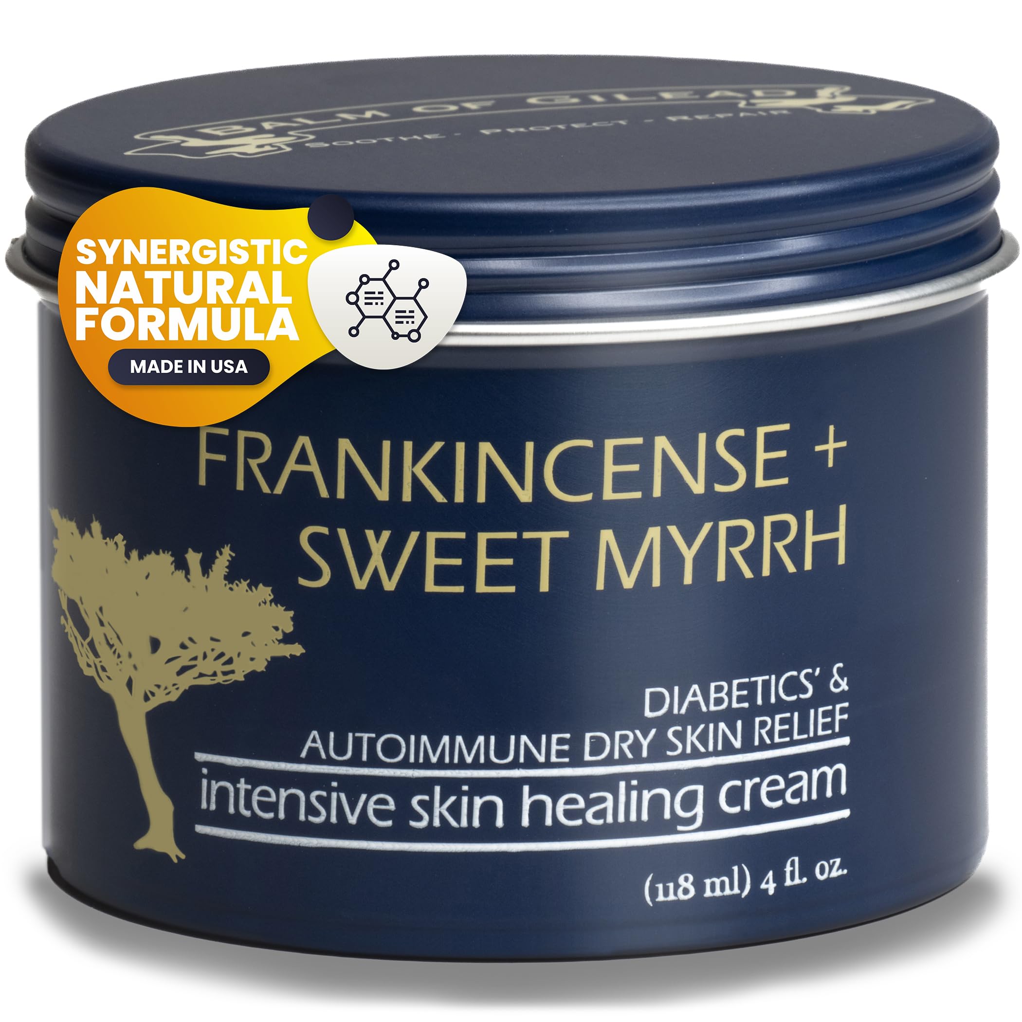 BALM OF GILEAD foot healing cream bottle showing rich hydration for tired feet