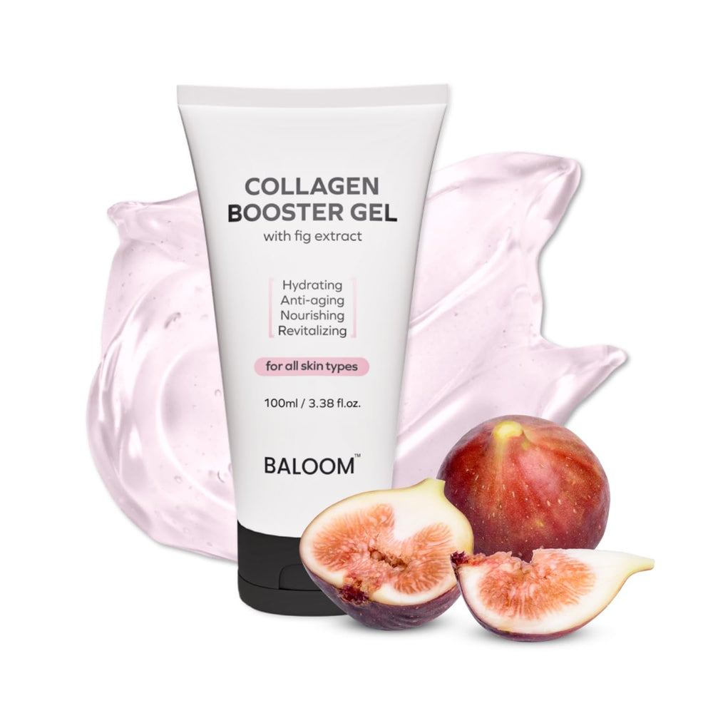 BALOOM Collagen Booster Gel Serum, envase elegante, hidratación suave para pieles secas