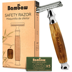 Bambaw afeitadora de doble hoja con mango de bambú para control suave