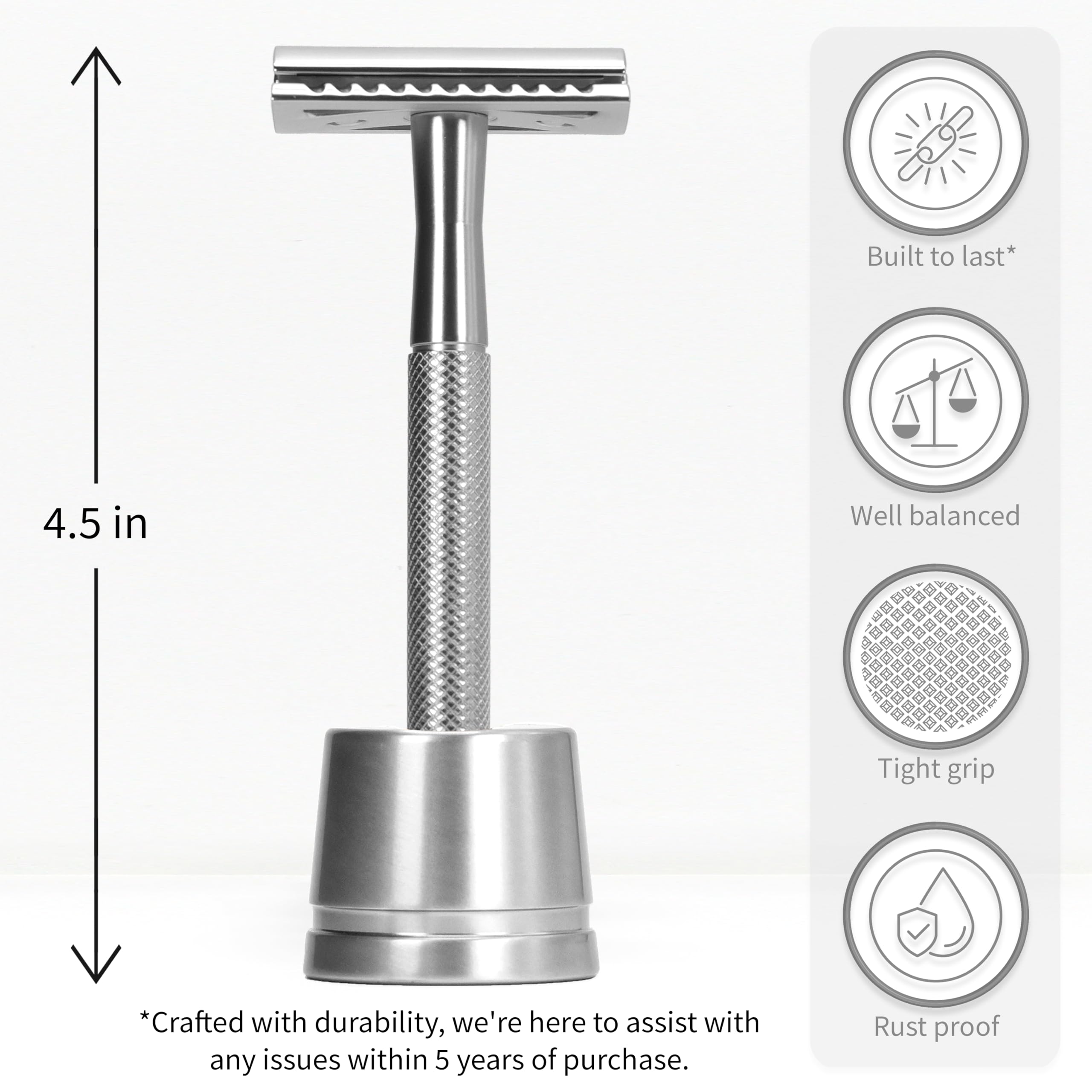 Bambaw hojas doble-diente acero inoxidable envueltas para manejo seguro.