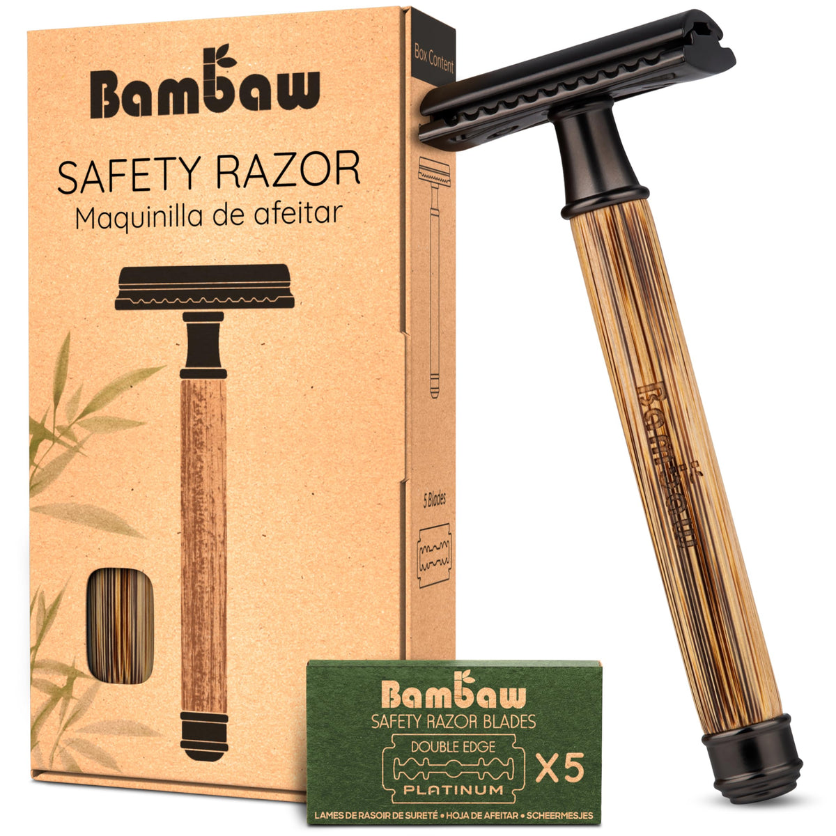 Bambaw rasuradora de bambú con hoja doble, afeitado suave y sostenible.