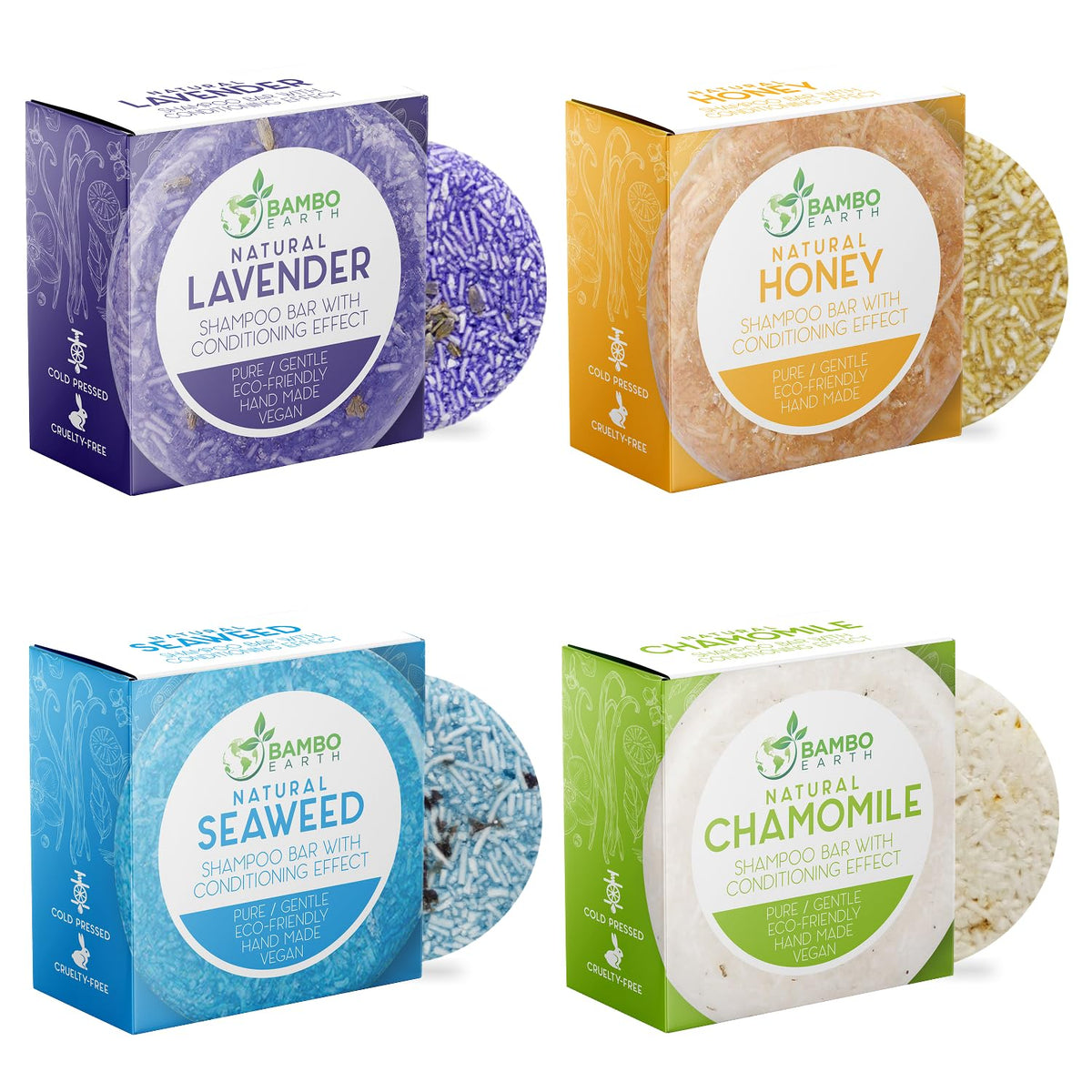 BAMBOEARTH barra champú sólido lavanda: cabello suave y brillo natural