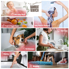 BAMBOO AND BIRCH Lavender castile liquid demonstrates gentle body care