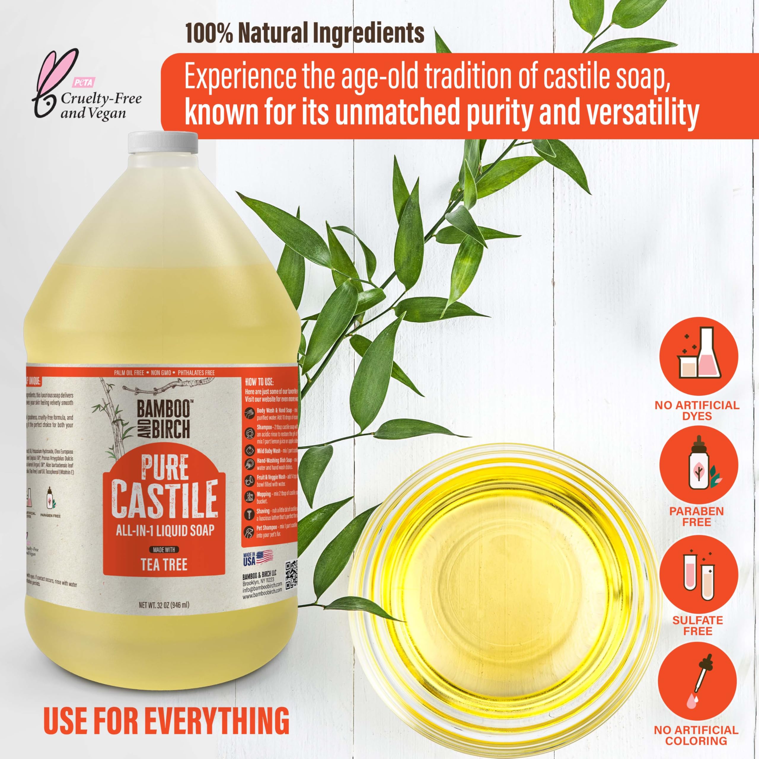 Bamboo and Birch Jabón Castile líquido – ingredientes naturales para una limpieza respetuosa