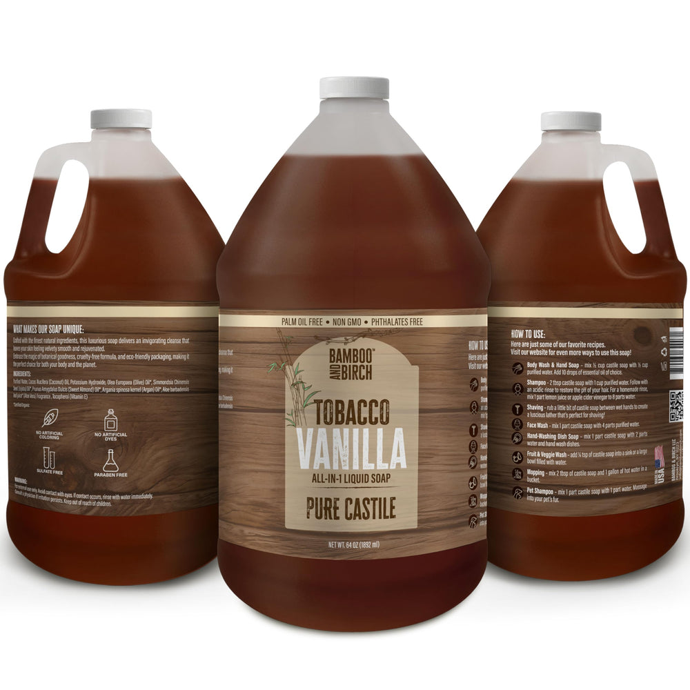 BAMBOO AND BIRCH jabón castilla líquido, ducha para uso corporal suave