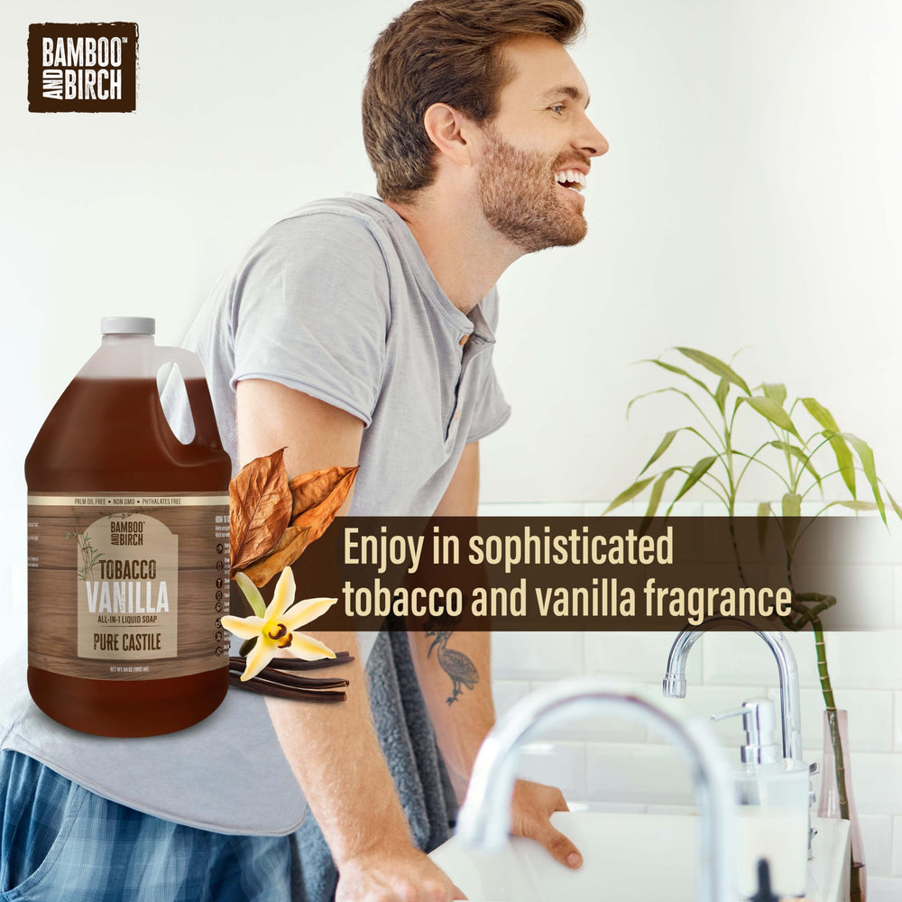 BAMBOO AND BIRCH jabón castilla líquido, uso multiusos para cuerpo, cara y limpieza
