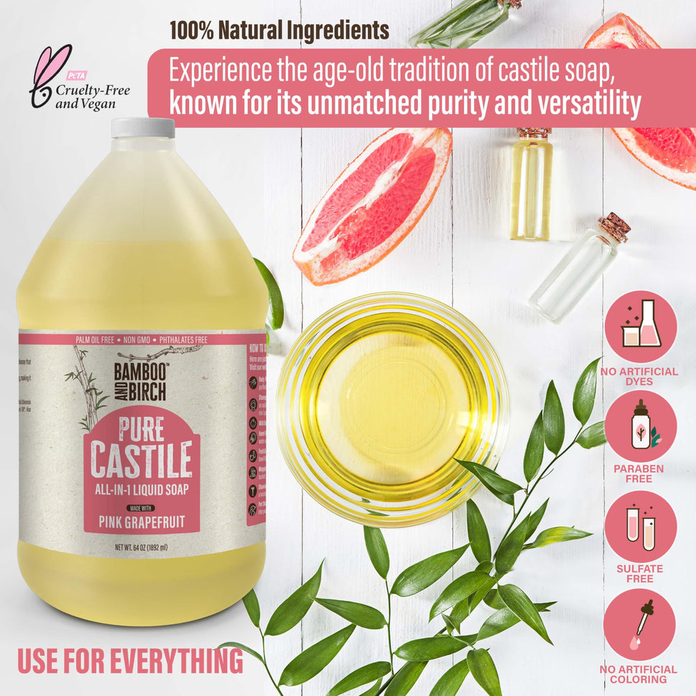 BAMBOO AND BIRCH Unscented castile liquid offers mild cleansing