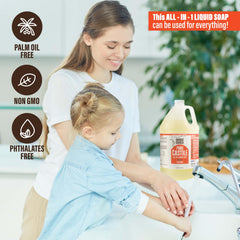 Bamboo and Birch Jabón Castile líquido – uso múltiple para cuerpo, cara y manos