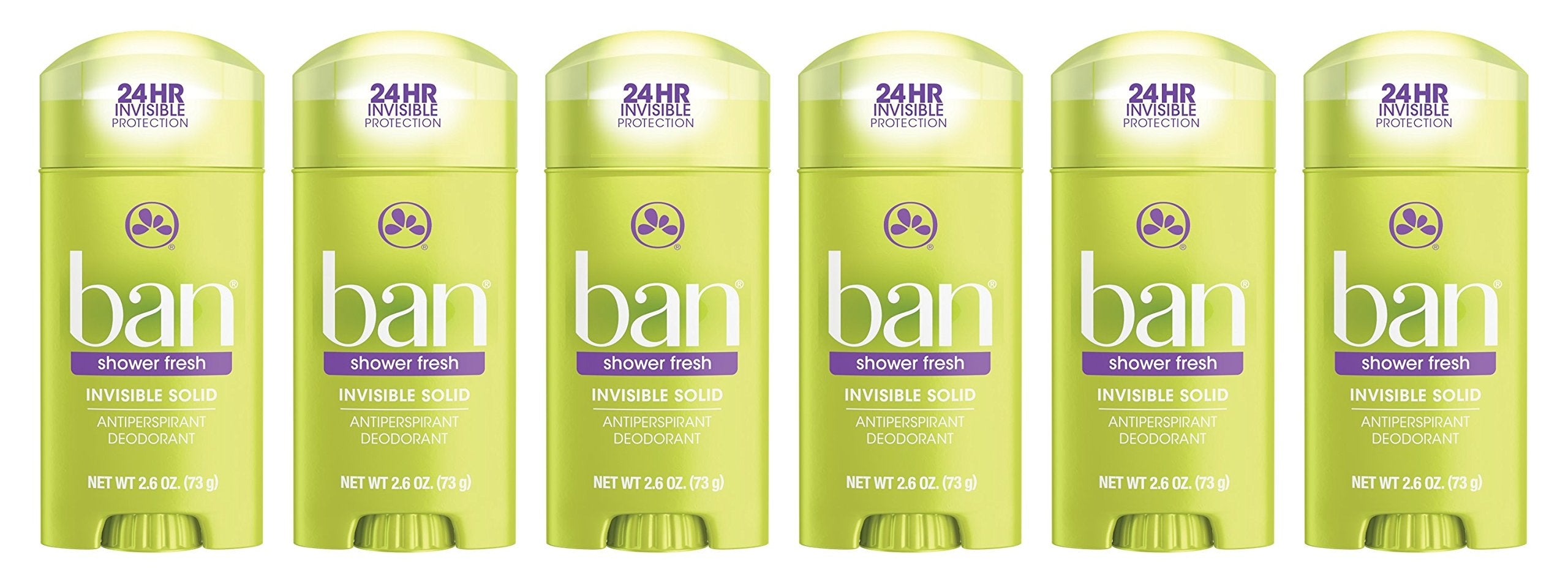 Ban antitranspirante invisible sólido con aroma ducha fresca; botella visible y sensación de frescura.
