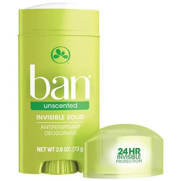 Ban desodorante invisible sólido sin fragancia, producto en estante de tienda.