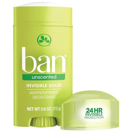 Ban desodorante invisible sólido sin fragancia, producto en estante de tienda.
