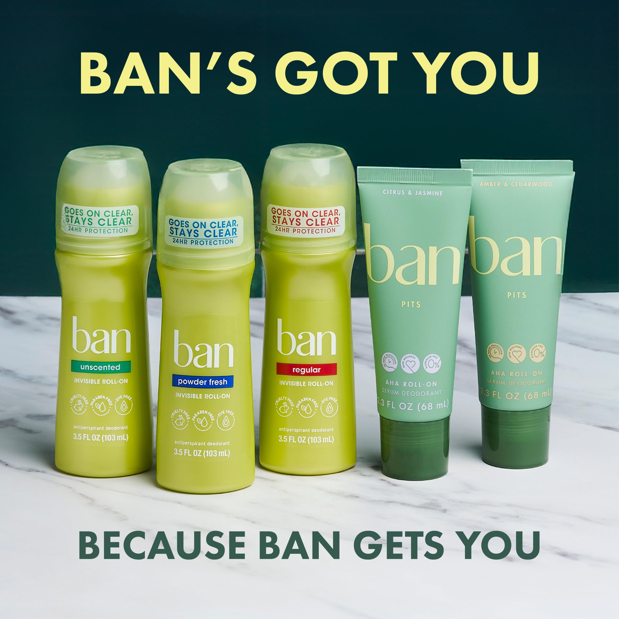 Ban Invisible Roll-On: libre de parabenos y colorantes